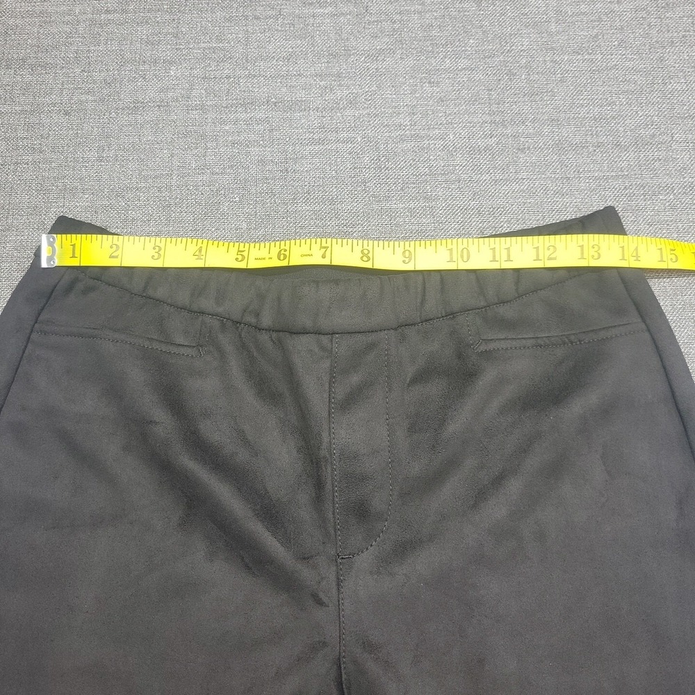 Isaac Mizrahi Live Womens Faux Suede Pants Petite 6P Black Straight Leg Ankle - Picture 2 of 12